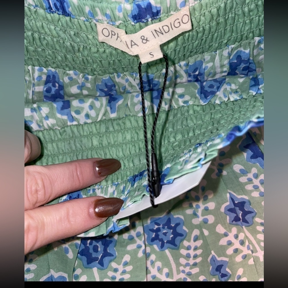 New! Ophelia & Indigo Sylvie Skirt In Green And Blue Azalea Print Small Nwt! — image 7 of 8